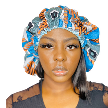 Load image into Gallery viewer, Satin Lined African Print Bonnet: Nana Yaa