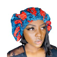 Load image into Gallery viewer, Satin Lined African Print Bonnet: Nana Ayesha
