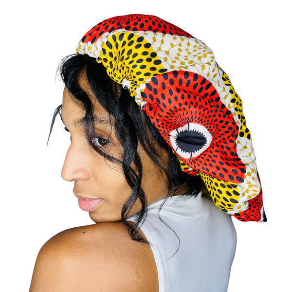 Satin Lined African Print Bonnet: Sakyiwaa
